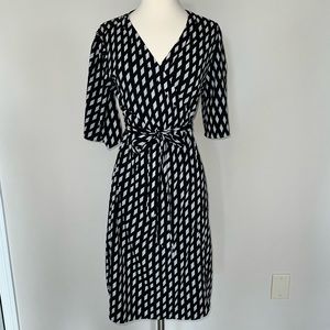 Checkered Banana Republic Black and White Wrap Dress